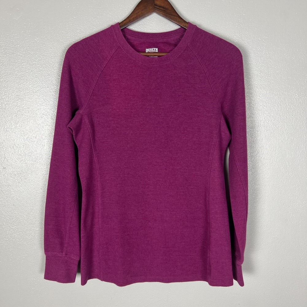 Duluth Trading Top Womens XS‎ Berry Longtail T Winter Waffle Knit Crewneck Shirt